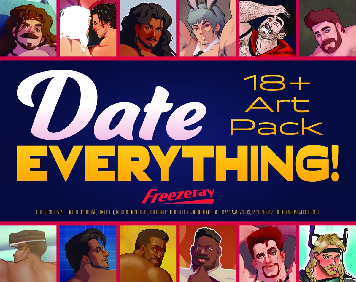 Freezeray🍉🍉🍉(comms open) (@freezeray04) on Twitter photo My #DateEverything art pack is finally done! Check it out to see all the amazing work done by my pals <a href="/TheHorny_BunBun/">𐑺 🍑 ˓ ✸ ִ BOOTY 🔞N DUTY - Comms CLOSED ﹾ ۰ ᭡</a>, <a href="/PSbaradungeon/">Pastrami’sBaradungeon🔞🍉</a>, <a href="/CafeAuBandage/">Bandage☕️</a>, <a href="/nova_wasabi13/">✨Nova Wasabi✨(Vgen comms open)</a>, <a href="/kiritohamada14/">kirito_hamada</a>, <a href="/DariusWerebeast/">🇵🇸Darius the Werebeast LionGator🇵🇸</a>, <a href="/kxinged/">King</a>, and <a href="/CENTURION_MCJO/">🔞PINKYKINGZ🔞(COMMISIONS OPEN)</a>
See below for more details! My #DateEverything art pack is finally done! Check it out to see all the amazing work done by my pals <a href="/TheHorny_BunBun/">𐑺 🍑 ˓ ✸ ִ BOOTY 🔞N DUTY - Comms CLOSED ﹾ ۰ ᭡</a>, <a href="/PSbaradungeon/">Pastrami’sBaradungeon🔞🍉</a>, <a href="/CafeAuBandage/">Bandage☕️</a>, <a href="/nova_wasabi13/">✨Nova Wasabi✨(Vgen comms open)</a>, <a href="/kiritohamada14/">kirito_hamada</a>, <a href="/DariusWerebeast/">🇵🇸Darius the Werebeast LionGator🇵🇸</a>, <a href="/kxinged/">King</a>, and <a href="/CENTURION_MCJO/">🔞PINKYKINGZ🔞(COMMISIONS OPEN)</a>
See below for more details!