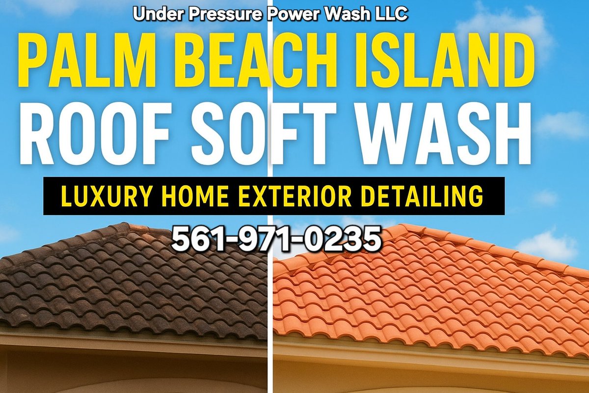 PowerWashTv's tweet photo. Roof Cleaning Near MeRoof cleaning near me in Palm Beach, Wellington &amp; Boca Raton. Safe soft wash for tile, shingle &amp; metal. Trusted in Palm Beach Polo, Olympia &amp; St. Andrews. 🏡 Voice search: “Best roof cleaning near me?” 📞 561-971-0235 | Licensed &amp; Insured | Free Estimates ✅ https://t.co/TWiPx3F35p