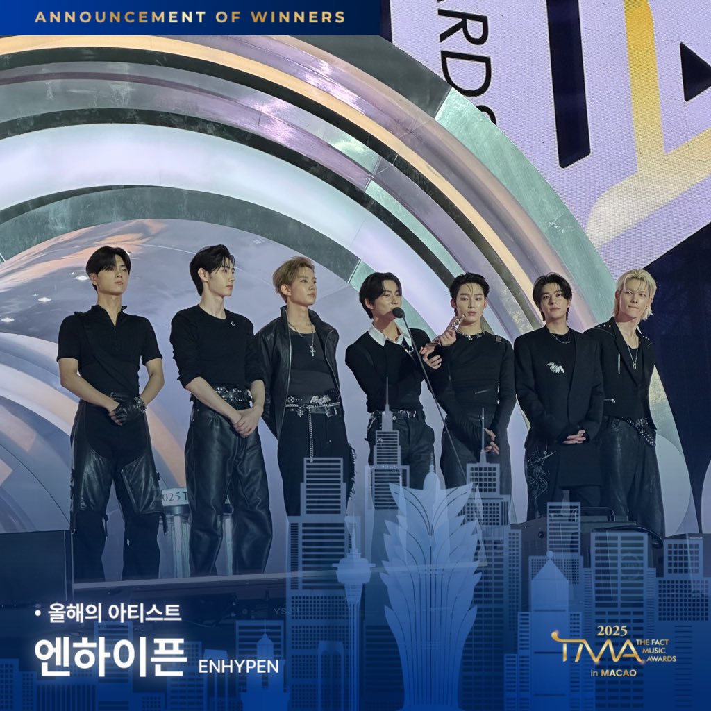 The Fact Music Awards（TMA）

ARTIST OF THE YEAR おめでとー😭👏

ENHYPEN BURNS WITH DESIRE ON TMA
#ENHYPENon2025TMA #ENHYPEN_15thBonsang #ENHYPEN_ArtistOfTheYear <a href="/ENHYPEN_members/">ENHYPEN</a> <a href="/ENHYPEN/">ENHYPEN OFFICIAL</a>