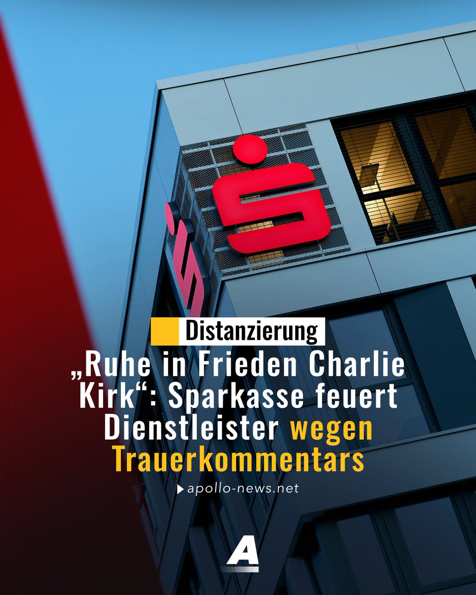 Auf Instagram schrieb die Sparkasse KölnBonn „Ruhe in Frieden Charlie Kirk“. Nun distanziert sie sich: Man stehe für „Toleranz und ein friedliches Miteinander“. Von dem für den Internetkommentar verantwortlichen Dienstleister habe man sich getrennt.
apollo-news.net/ruhe-in-friede…