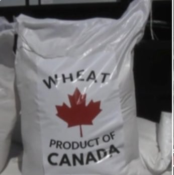 Our Government made stickers to slap on bags of wheat for a photo-op in Mexico. Another staged event from our performative Government. 
They think we are fools &amp; will continue to treat as us such.