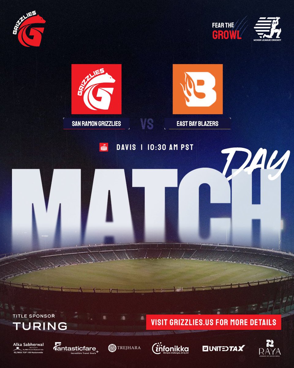 The battle lines are drawn! 🔥 
Grizzlies take on East Bay Blazers today at Davis. 🏏🐻 #FearTheGrowl