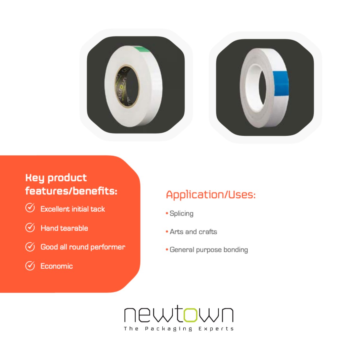 newtownpack's tweet image. Need a tape that tears with ease but holds strong? ✂️
Our double-sided tissue tape is the go-to for:
✅ Uncoated paper &amp;amp; card
✅ Arts &amp;amp; crafts
✅ POS &amp;amp; print
Stick with reliability—discover your new adhesive essential! 
#TissueTape #AdhesiveSolutions #Crafting #Printing