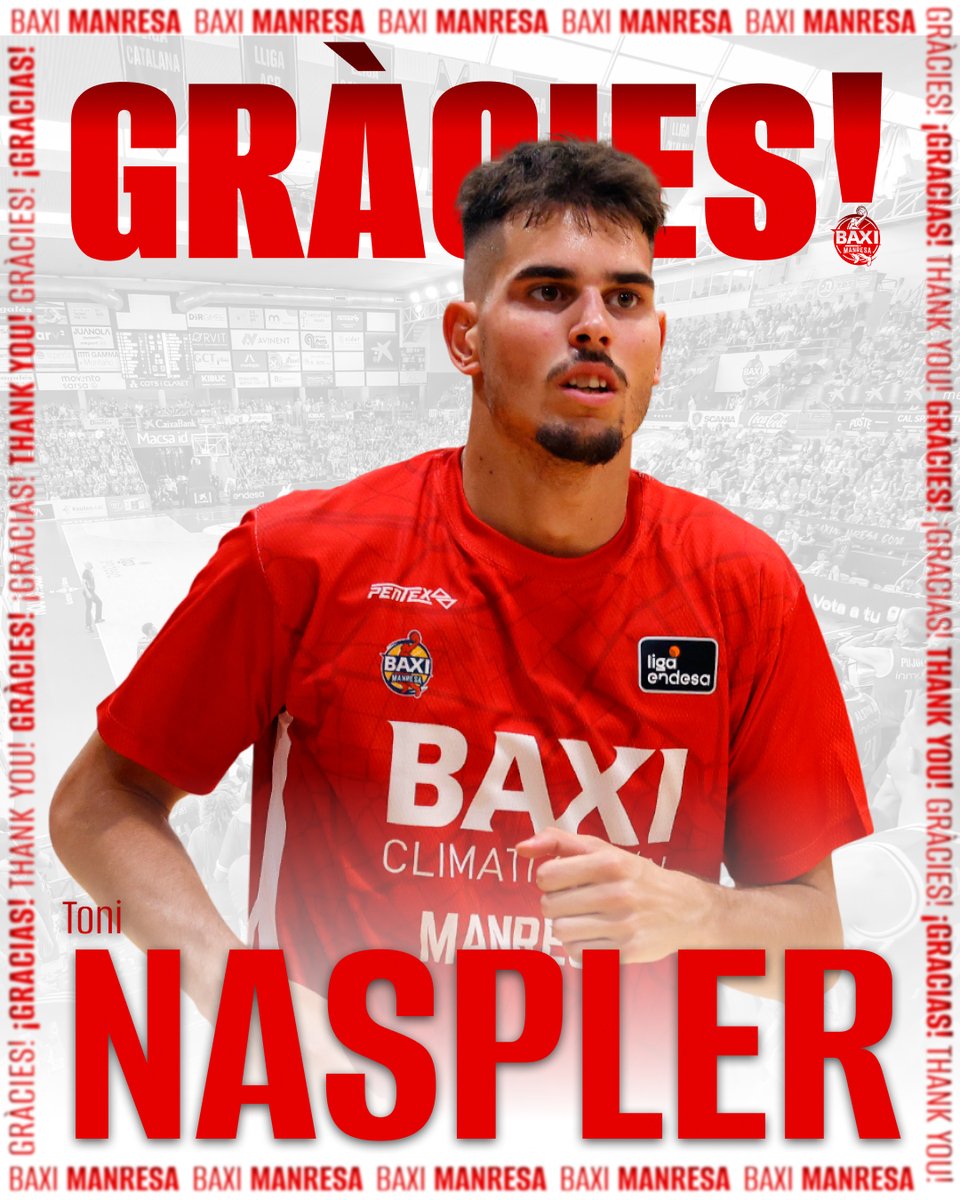 BasquetManresa's tweet photo. 🔓 Toni Naspler es desvincula del BAXI Manresa
🙌 Gràcies i molta sort, Toni! https://t.co/DeKatC9eFM