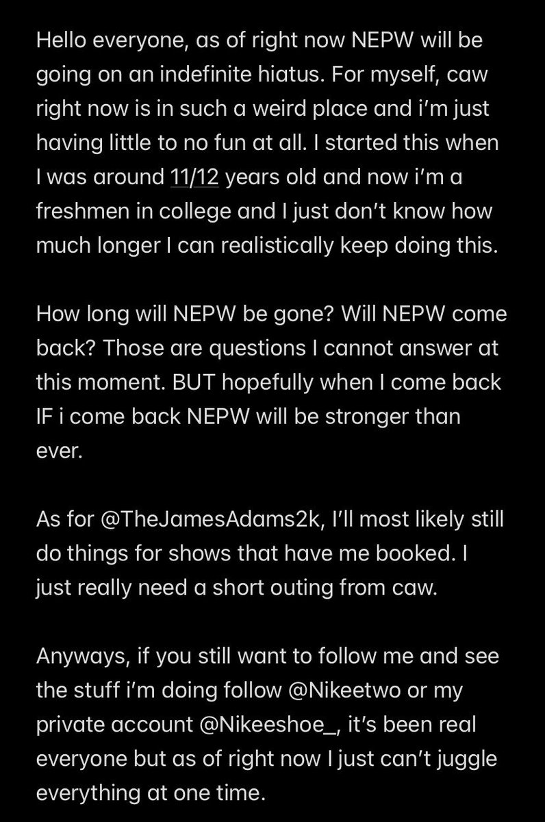 A statement regarding the future of NEPW.
