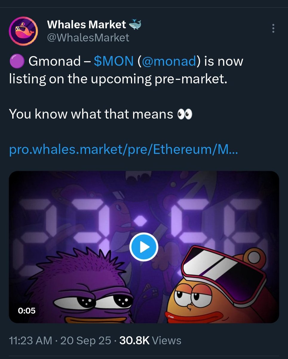 Sojib (ร,G)๐ง (@sojibsm73) on Twitter photo BREAKING ๐จ
$MON pre-market launching soon on <a href="/WhalesMarket/">Whales Market ๐ณ</a> ๐ฅ
The countdown to Monad mainnet begins!
Stay with <a href="/monad/">Monad (mainnet arc)</a>
Mainnet arc BREAKING ๐จ
$MON pre-market launching soon on <a href="/WhalesMarket/">Whales Market ๐ณ</a> ๐ฅ
The countdown to Monad mainnet begins!
Stay with <a href="/monad/">Monad (mainnet arc)</a>
Mainnet arc