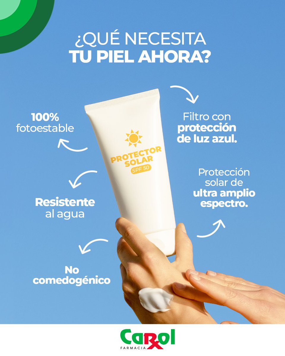 ☀️ La protección solar no es solo para la playa, ¡es para todos los días!

Usarla ayuda a prevenir el envejecimiento prematuro, manchas y daños en la piel, mientras la mantiene saludable y protegida. 💚

#FarmaciaCarol #ProtecciónSolar