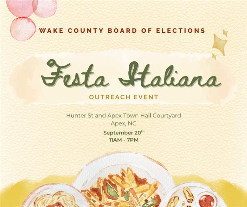 Come visit our booth at the Festa Italiana in Apex today! We will be available for voter registration, voter photo ID requests, and upcoming election information! Visit ReadyToVote.com for more info.