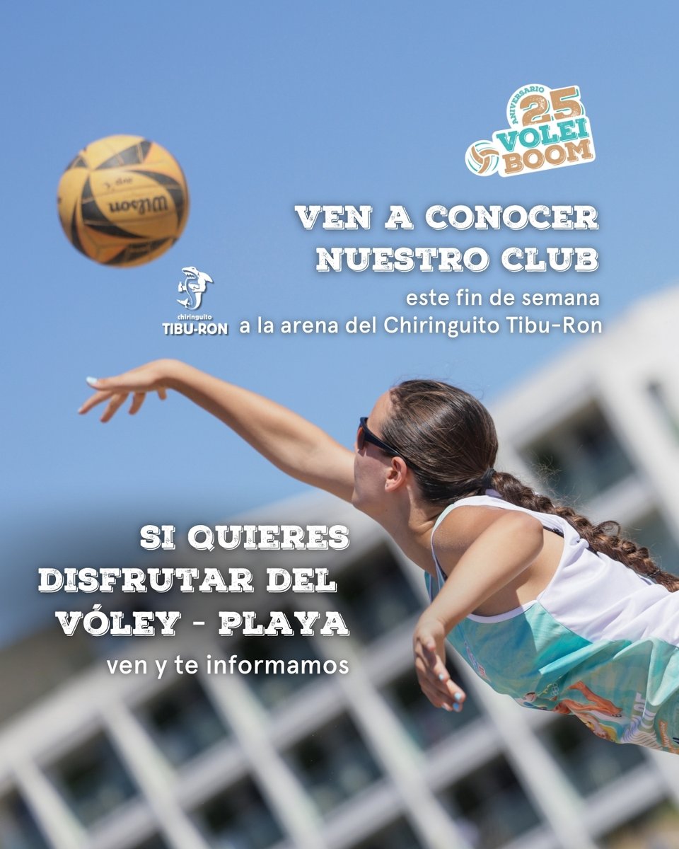 Si quieres disfrutar del vóley-playa en Castelldefels, este fin de semana estamos de 10h a 18h en la arena del Chiringuito Tibu-Ron para informarte y que conozcas nuestro club 🏐

#voleiboom #voleicat #femesport #castelldefels