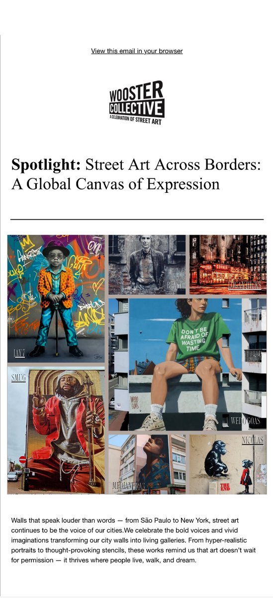 Hi everyone, please subscribe to my Wooster collective website on the link attached. Thank you 🙏 

mailchi.mp/06431e06b36d/w…