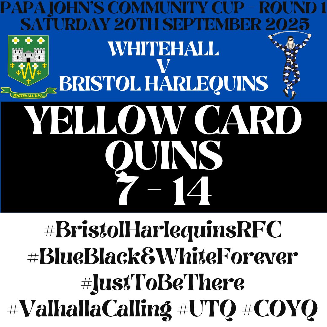 🟨 Quins down to 14 as Louis Parsons is sent to the bin

7 - 14

#BristolHarlequinsRFC #BlueBlackAndWhiteForever #JustToBeThere #ValhallaCalling #UTQ #COYQ