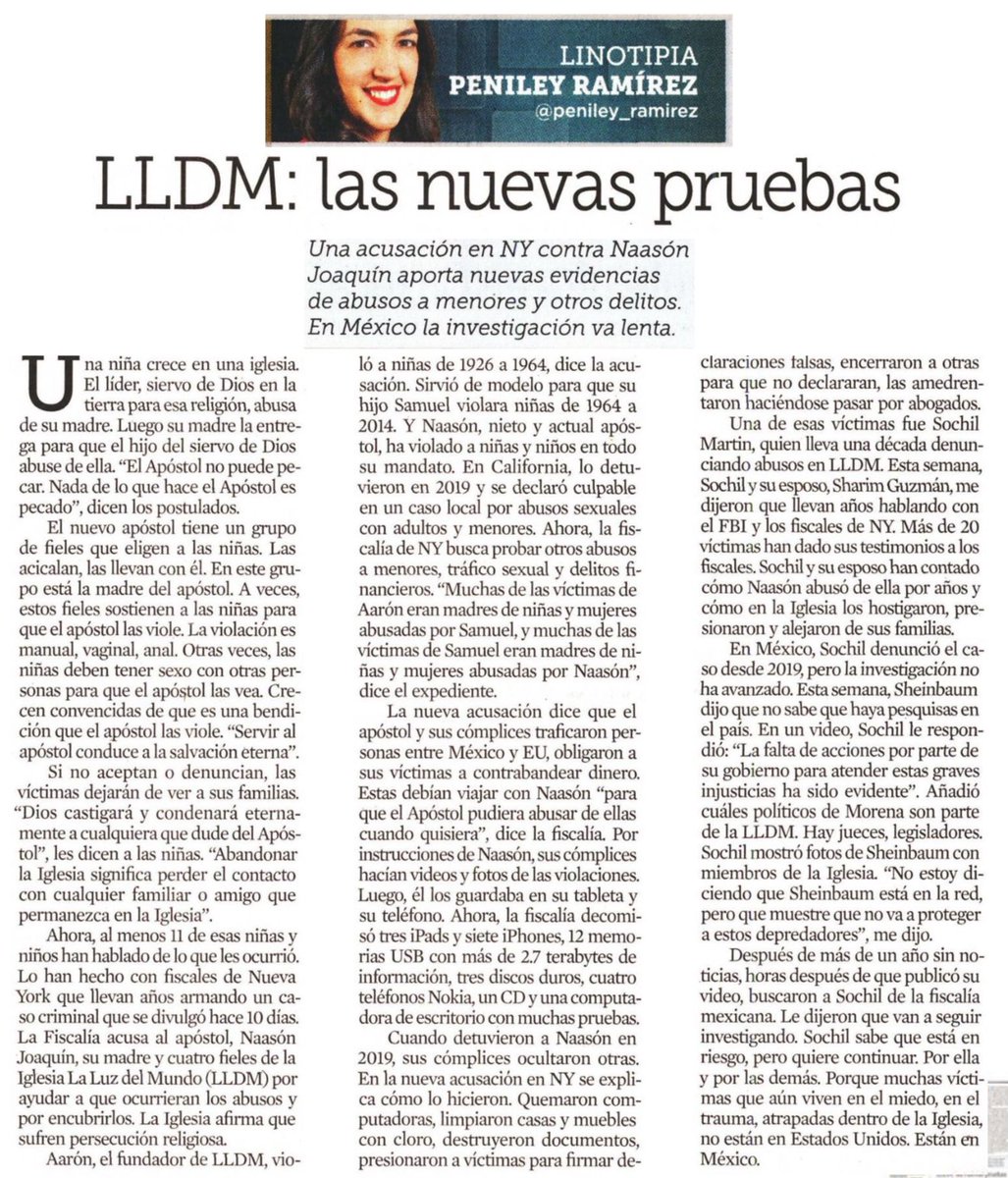 Ernesto Guerra | #ÚltimaLegislativa🗳️ (@ernestoguerra_) on Twitter photo Que escrito tan crudo escribe hoy Peniley Ramírez.
Lo que narra es espeluznante, simplemente aterrador:
“A veces, estos fieles sostienen a las niñas para que el apóstol las viole. La violación es manual, vaginal, anal.”
¿Cómo te sientes con este escrito <a href="/hamlet_almaguer/">🇲🇽 Hamlet Almaguer</a> ? Que escrito tan crudo escribe hoy Peniley Ramírez.
Lo que narra es espeluznante, simplemente aterrador:
“A veces, estos fieles sostienen a las niñas para que el apóstol las viole. La violación es manual, vaginal, anal.”
¿Cómo te sientes con este escrito <a href="/hamlet_almaguer/">🇲🇽 Hamlet Almaguer</a> ?