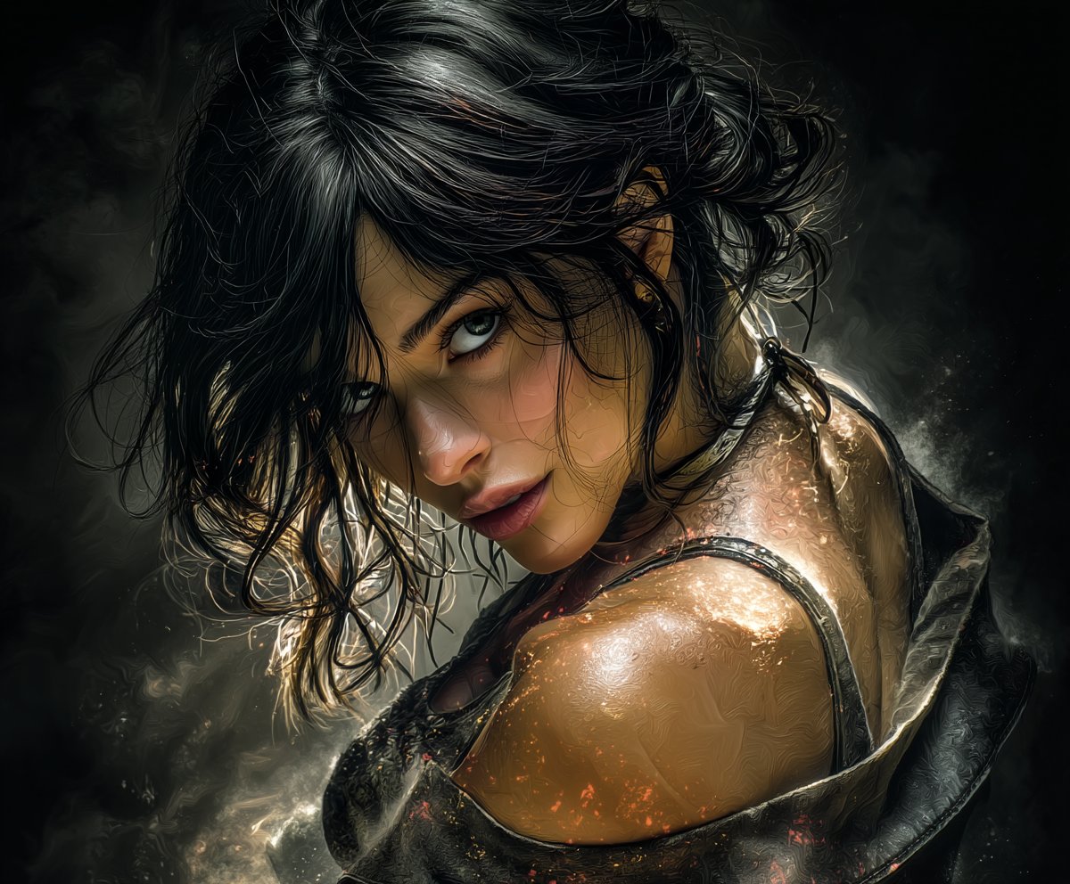 Beautiful Woman series.  Number 136    
In this edition, my favorite chiaroscuro technique meets few new styles, creating new effects for a beautiful black-haired woman                 
#AIart #Beautifulseries #Woman
Check all variations and choose your favorite style for her👇