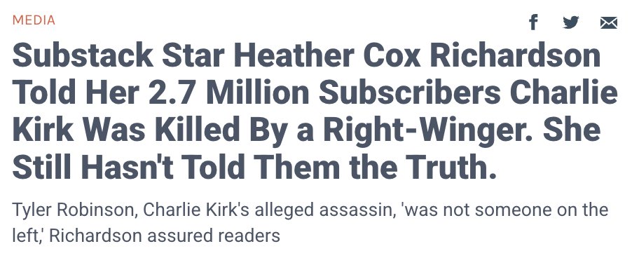 ChuckRossDC's tweet image. The Left&apos;s favorite historian, Substack writer Heather Cox Richardson, refuses to correct her false claims that Tyler Robinson &quot;embraced the far right.&quot; 

She&apos;s now defending her statements, and accusing her conservative critics of &quot;perverted attacks.&quot; 

freebeacon.com/media/substack…
