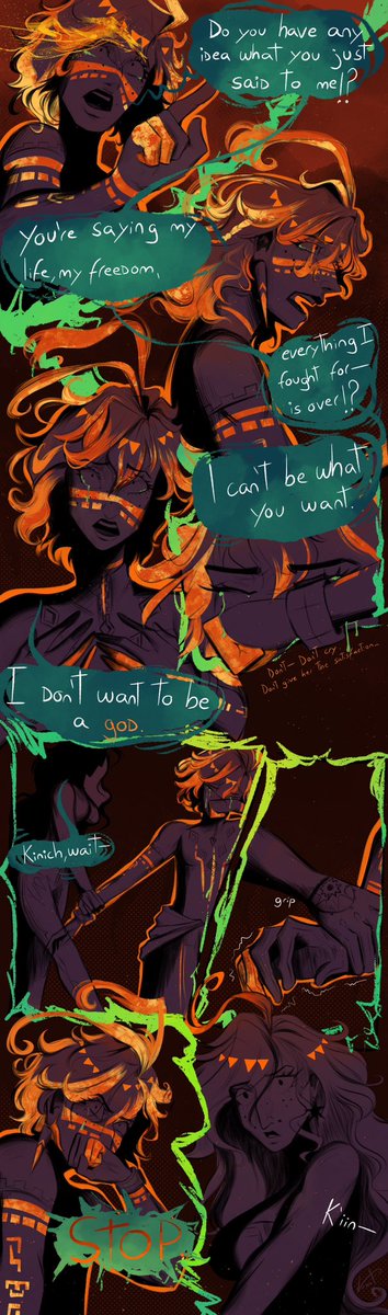 VivoxYei's tweet image. What if Kinich became the successor of the Pyro Archon?
🔥[Part 2]🔥

This happens right after Mavuika reveals it to him. 
#Kinich #Natlan #GenshinImpact