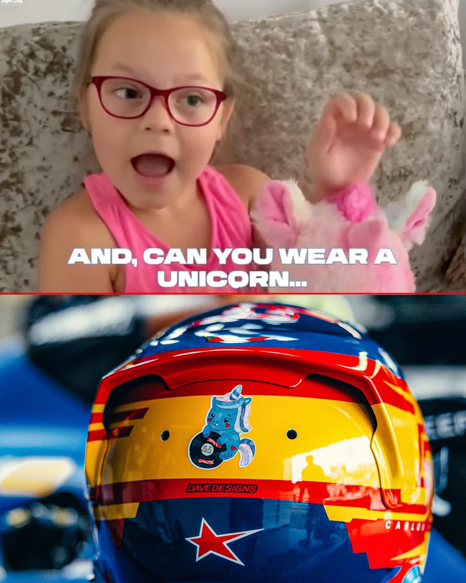 A young Carlos Sainz fan asked if he could wear a unicorn on his helmet for Baku... He obliged and then secured his best ever qualifying result for Williams. Lucky charm 🦄