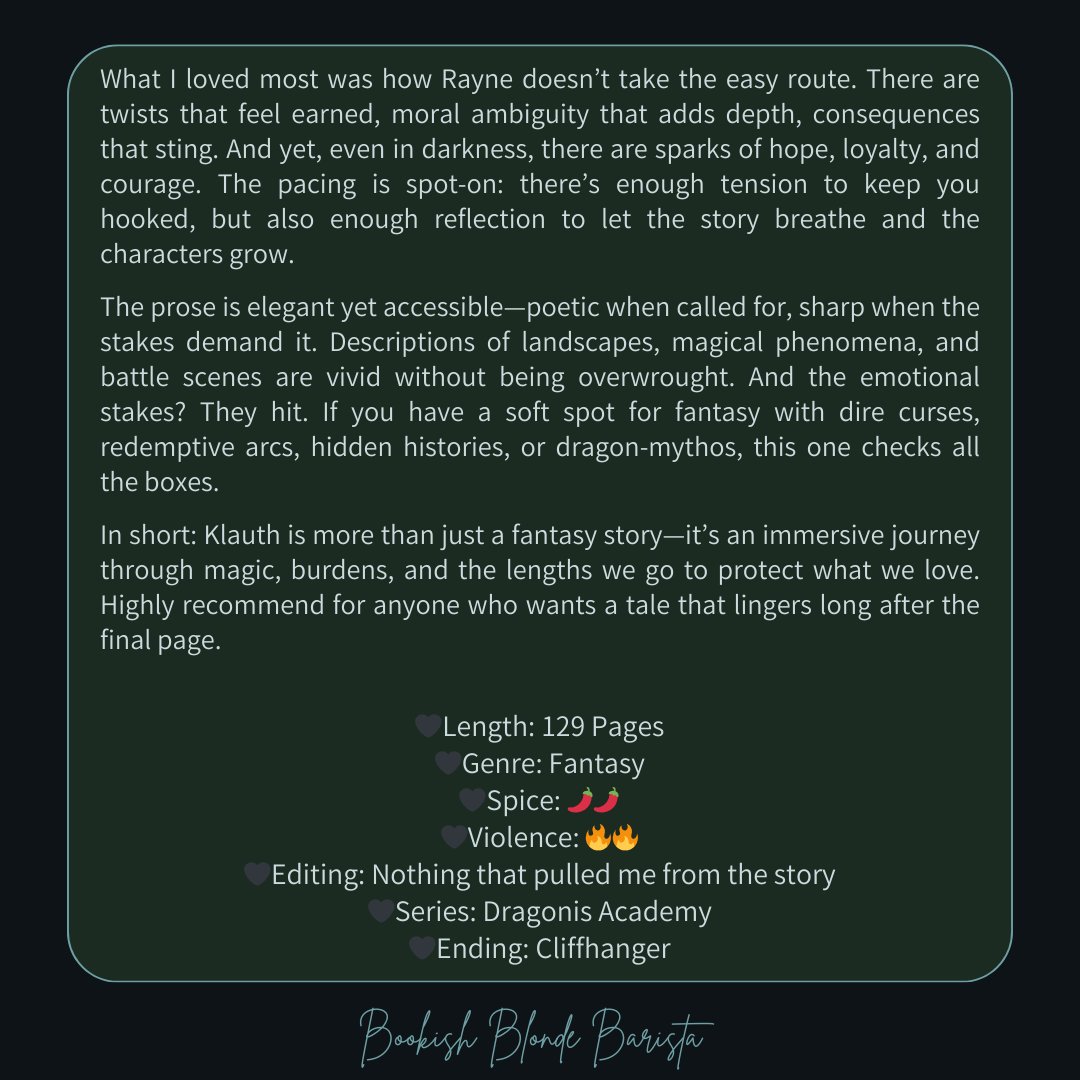 bookishbb's tweet image. Klauth: History of the Red Cursed Egg by Serenity Rayne is fantasy perfection.
Curses, dragons, unforgettable characters, and twists that keep you hooked.
If you’re a fan of immersive world-building &amp;amp; high stakes adventure—this book is for you! 🐉✨ #FantasyBooks
