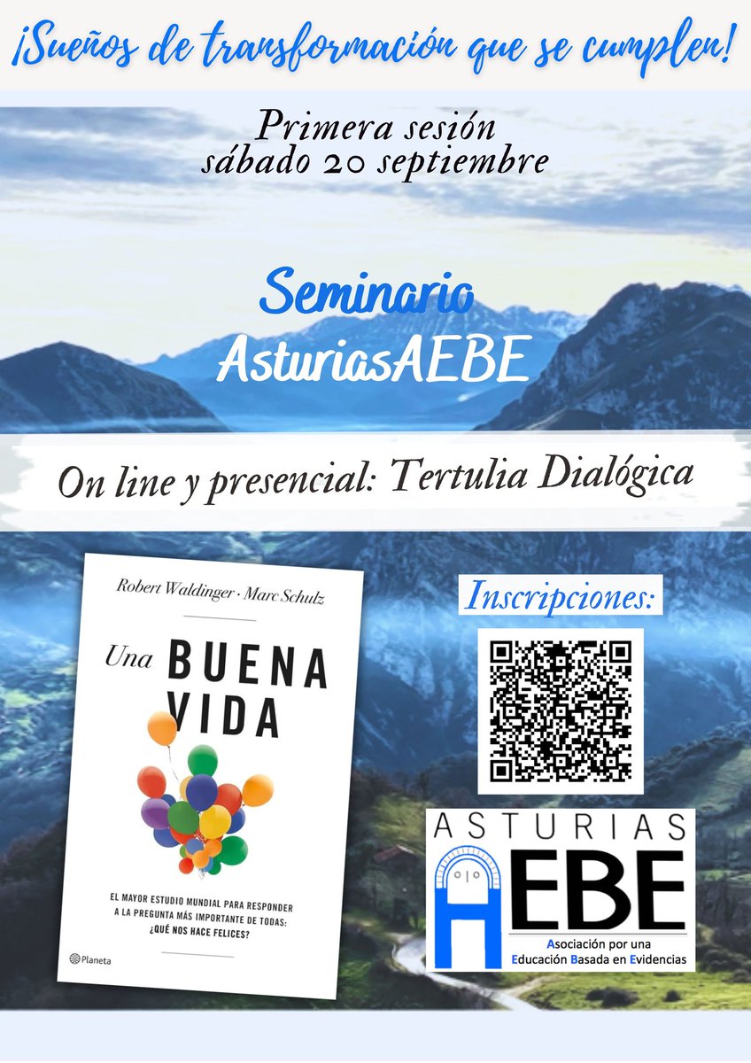 Hoy primera sesión del Seminario de Asturias AEBE.

💙Muchos diálogos para asegurar una vida feliz y transformadora para todos y todas en las escuelas a través de interacciones diversas y de calidad en torno a la evidencia💙
