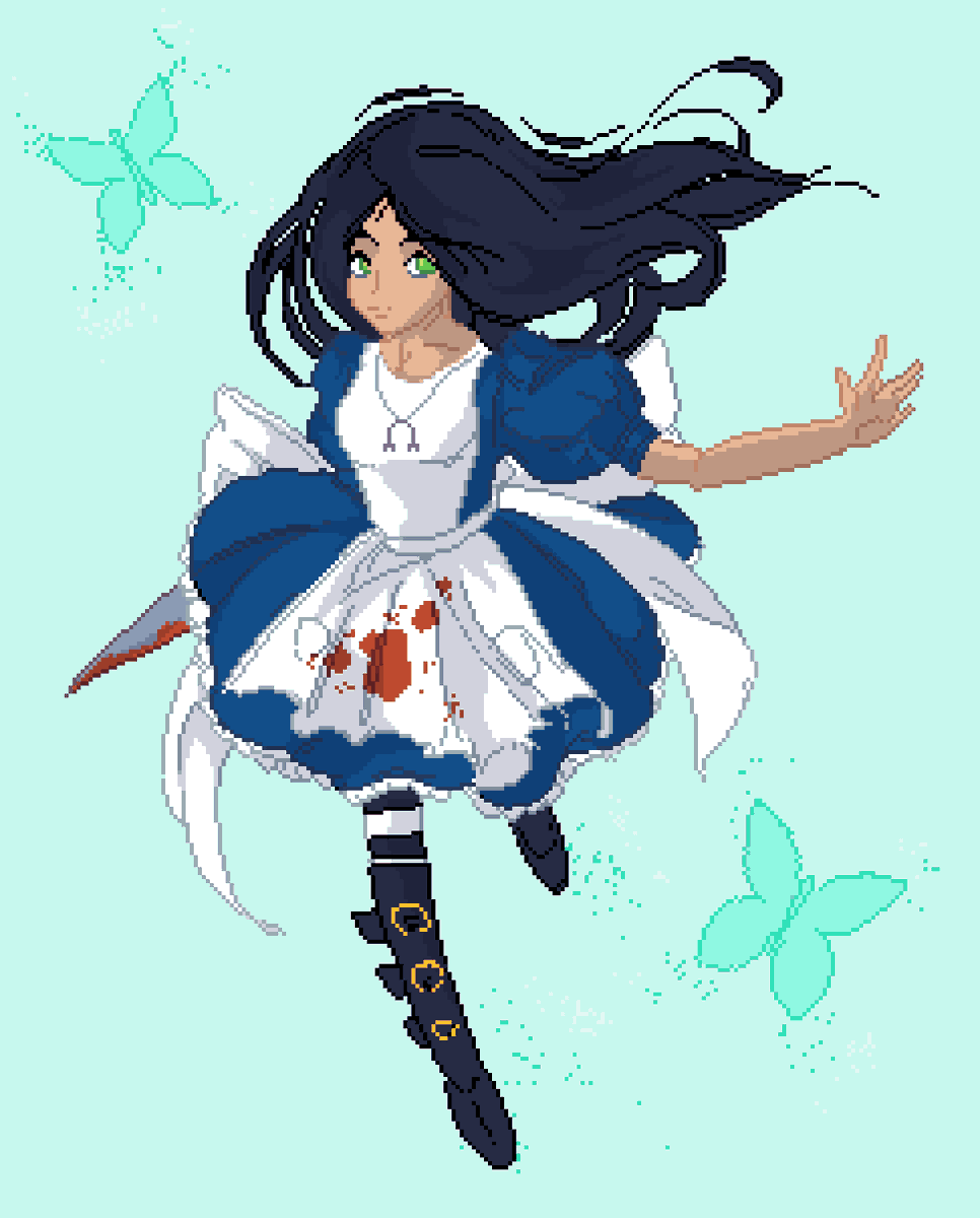 #aliceinwonderland #digitalart #pixelart #doll #fanart #originalcharacter #alicemadnessreturns #pixel #art
New little practice in new style