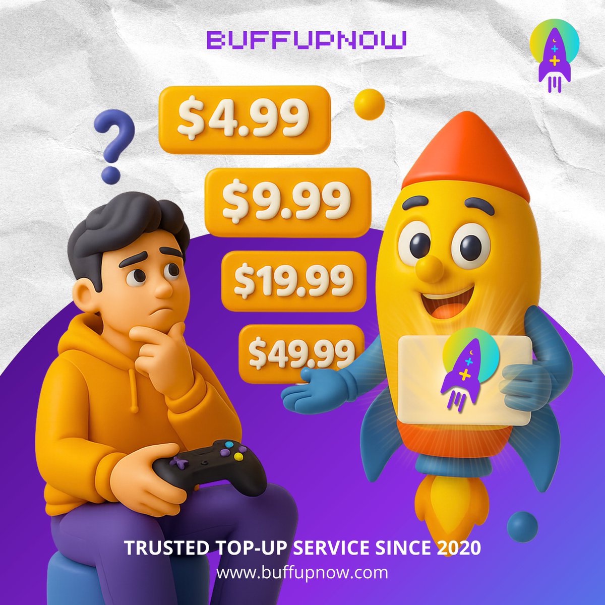 BuffUpNow's tweet photo. What if topping up your game wasn’t a gamble?
You see $4.99, $9.99, $19.99… and wonder:
– Will it be fast?
– Is it safe?
BuffUpNow is back with:
Best Value • Legit • Instant
👉 https://t.co/fOrHG6QQPj | https://t.co/NDyPP31yhz | @buffupshop
#BuffUpNow #WhatIf #GameTopUp https://t.co/VNxH0adyuJ