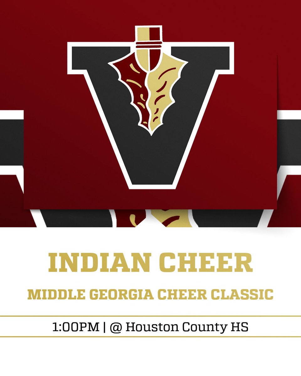 📣 CHEER COMPETITION ALERT! 📣 
Come support our Indian Cheerleaders at the Middle Georgia Cheer Classic! Today at 1:00 PM at Houston County HS!

#VidaliaAthletics #GoIndians