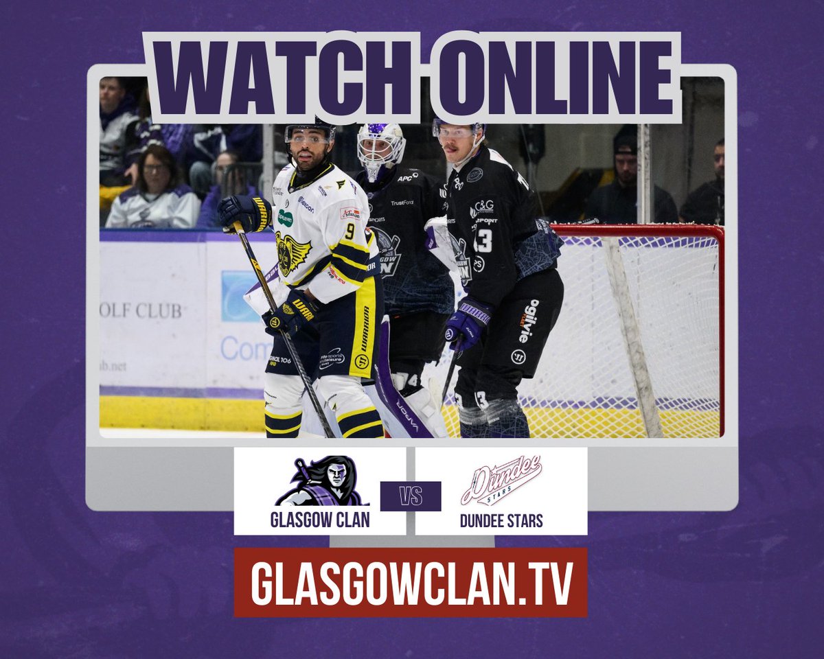 📺 | 𝗪𝗔𝗧𝗖𝗛 𝗟𝗜𝗩𝗘 𝗢𝗡𝗟𝗜𝗡𝗘

Can’t make it to Braehead Arena this weekend? 

Don’t worry – you can still catch all the action as the Clan take on the Dundee Stars in the Challenge Cup 🏒 

👉 Watch the games live on our new streaming platform glasgowclan.tv/gb