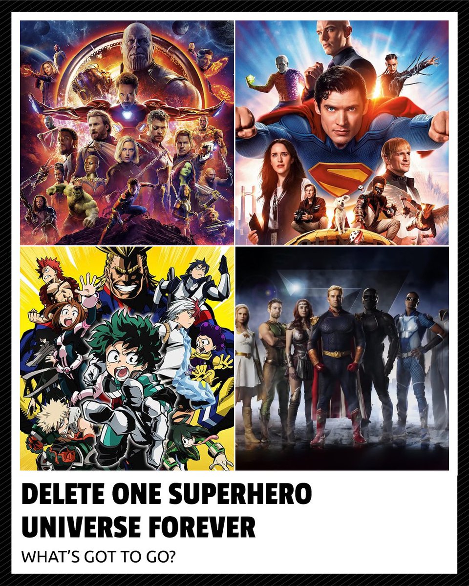 CeXNL's tweet photo. Out of the four superhero universes above, which has to go? Let us know! https://t.co/qYKT33XKGn