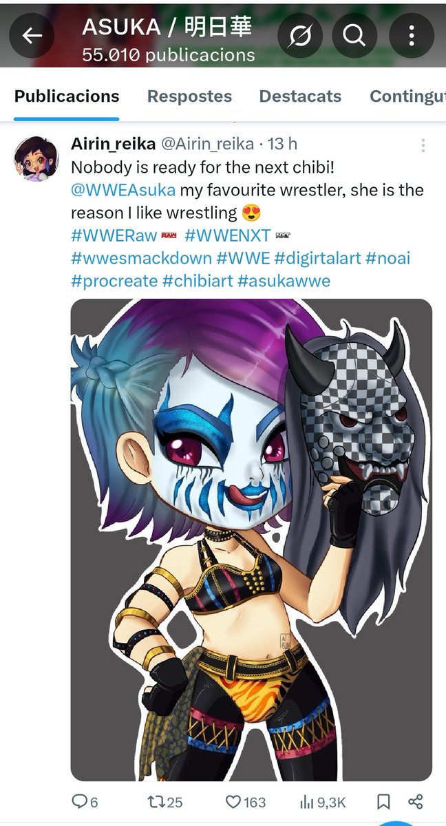 Airin_reika's tweet photo. Got retwitted by @WWEAsuka, is this the real life or is it just fantasy? 😍😍😍 https://t.co/X8vLRcpfo1