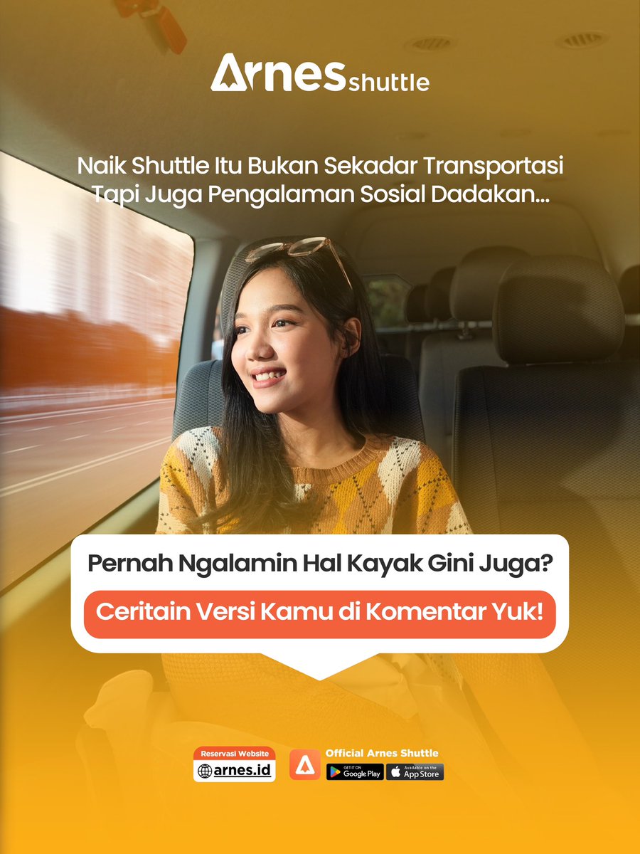ArnesShuttle's tweet photo. Pernah ngalamin kejadian absurd waktu naik Arnes?
Entah itu ketemu penumpang super unik, kejadian lucu yang nggak disengaja, atau pengalaman di luar nalar yang bikin kamu nggak bisa lupa — kami pengen denger ceritamu! 

Yuk, share pengalaman absurd kamu selama naik Arnes shuttle https://t.co/Y8KFSMQeFc