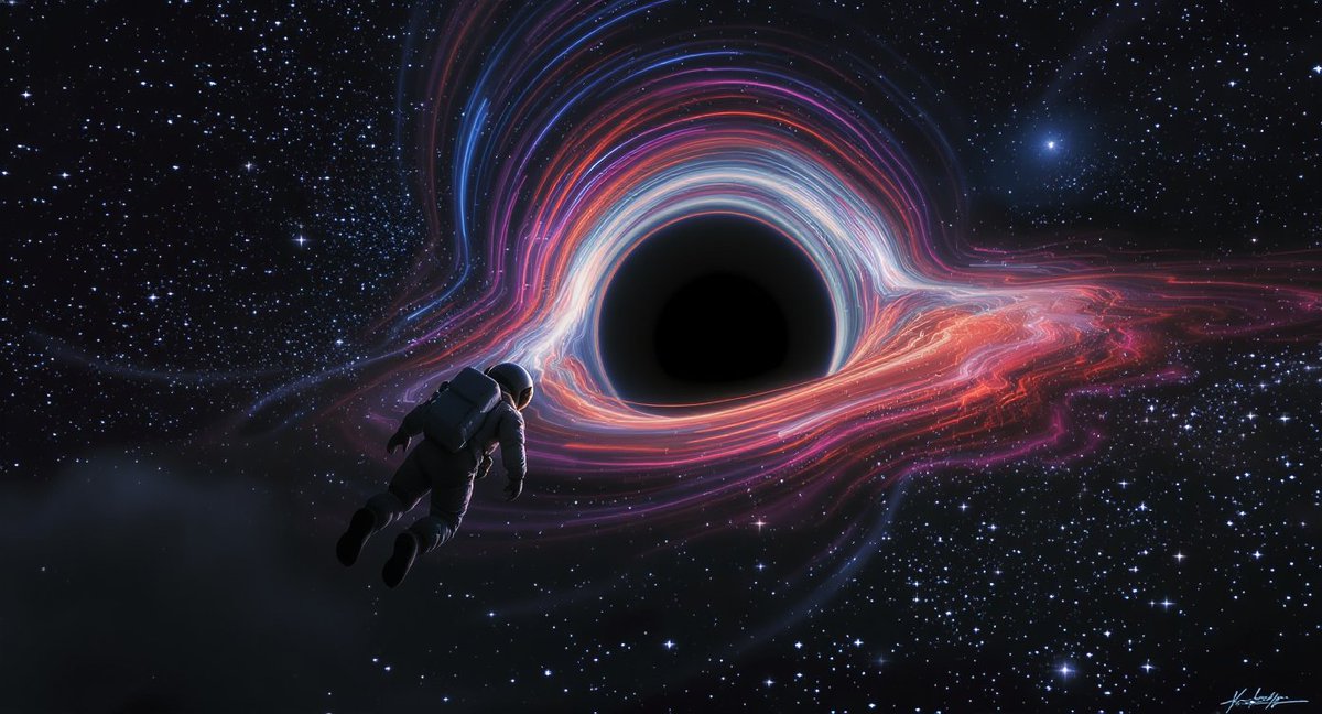 PromptSin's tweet image. Chasing black holes like a cosmic pro! 🚀 Who’s ready to explore the unknown? #SpaceVibes #CosmicJourney