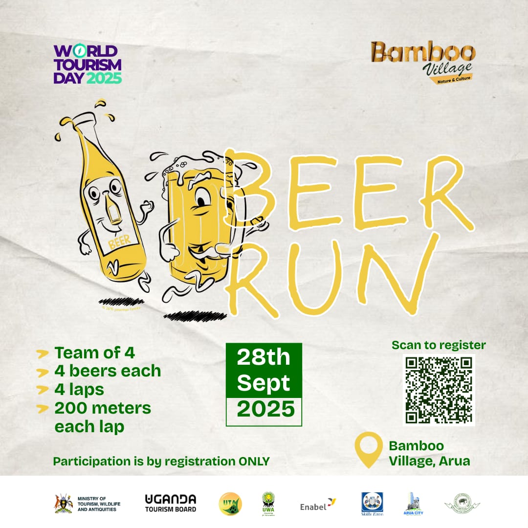 wambuzi_kyobe's tweet image. “Tuba Tuli Awo… 🎉 This World Tourism Day, the street comes alive! On 28th, Bamboo Village is turning the lane into a party track with the thrilling Beer Fun Run 🍻🏃‍♀️💨. Run the street, sip the vibe, and celebrate West Nile in style!”...