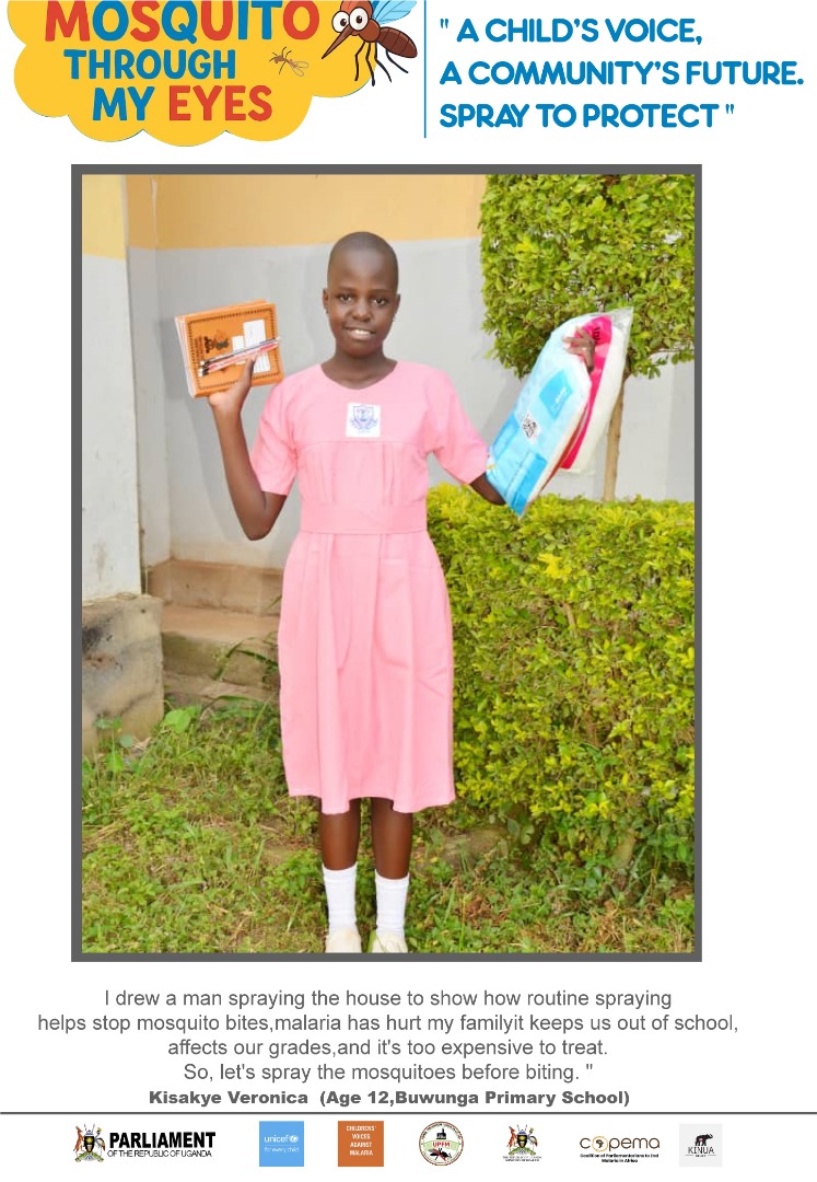 Meet Kisayke Veronica (12), from Buwunga Primary School in Bugiri District one of our proud winners in the Mosquito Through My Eyes campaign! 🎨

Her drawing showed the importance of routine spraying to stop mosquito bites, reminding us that malaria keeps children out of school,