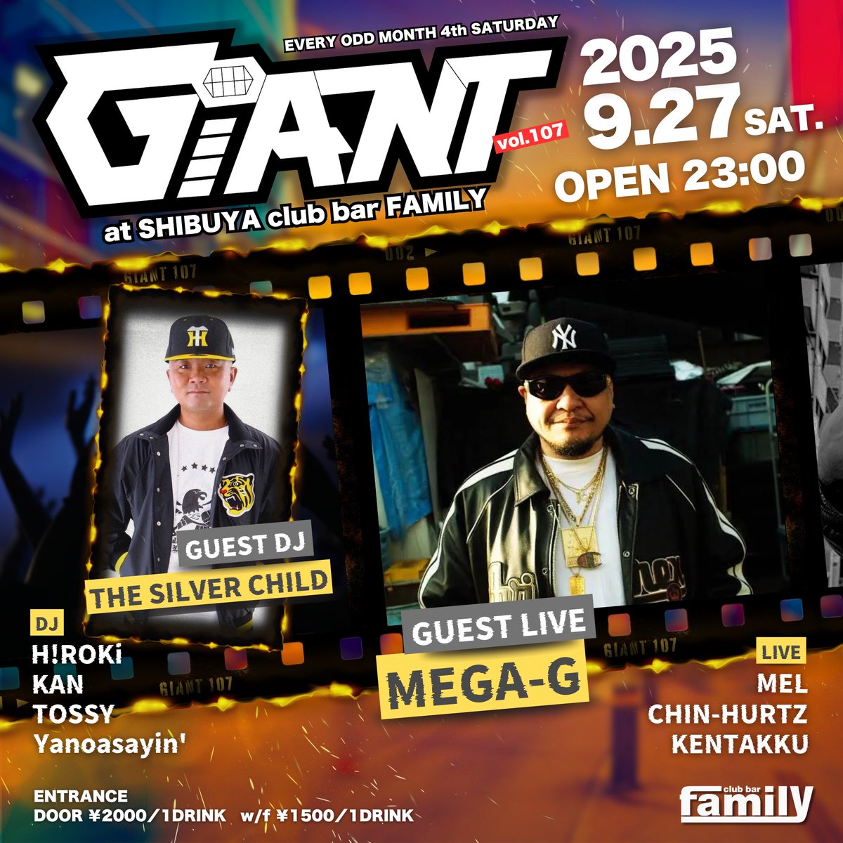来週、9/27(土)は
渋谷familyでGIANT‼️

レギュラー陣はもちろん、
GUESTが熱すぎる🔥🔥🔥

今回もフライヤー制作しました😎

<a href="/Boot_Bang_Ent/">MEGA-G THE CHEF</a> <a href="/THESILVERCHILD/">THESILVERCHILD/汁茶</a> 
<a href="/djhiroki_33rec/">DJ H!ROKi</a> <a href="/DJKAN/">DJ KAN</a> 
<a href="/104TOSSY/">DJ TOSSY</a> <a href="/yanoasayin/">kr</a> 
<a href="/CHINHURTZ_info/">CHIN-HURTZ</a> <a href="/kentakku/">KENTAKKU</a> 
<a href="/mel_giant/">MEL</a> <a href="/FAMILY_1996/">club bar FAMILY</a>