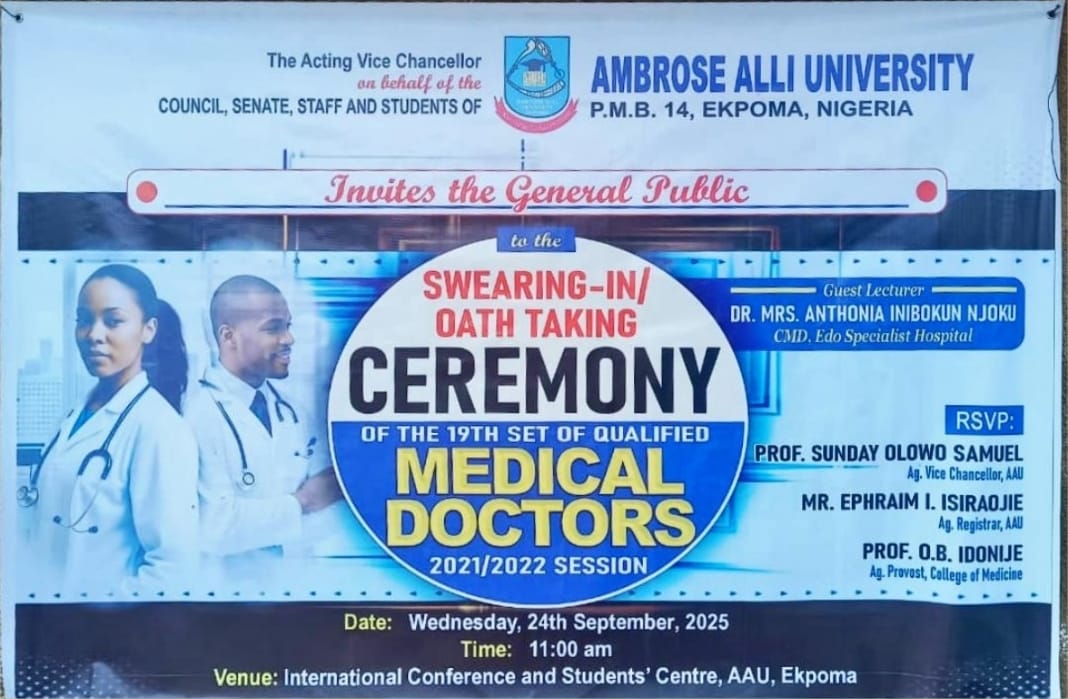 ClassisDSTINCTA's tweet photo. College of Medicine,
Ambrose Alli University, Ekpoma 

19th set of QUALIFIED MEDICAL DOCTORS 

🧵 https://t.co/wzseiyuytq
