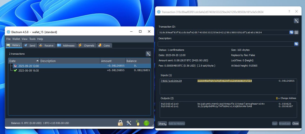 tonydevbtc's tweet photo. New discovery of 0.08126 $BTC ~ $9,500.

Unfortunately, the person who found it did not take a screenshot, so I will attach a screenshot of the withdrawal of funds from the found wallet.

Wallet: 31kAYRof6h7cFQfn6JXfv12eXesWyYvTZ4

This wallet has been inactive since 2023 and is considered abandoned.

User specifications:
GPU: 1x RTX 5080 and 1x RTX 5070
Speed: 2.4 million in total.
Checked seed phrases: 1.6T. (8 days.)

#WalletGen #Bitcoin #cryptocurrency #CryptoRecovery