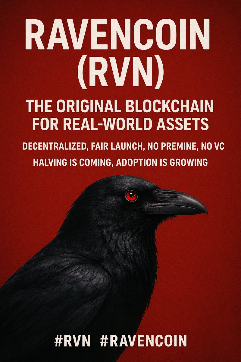 🪶 Ravencoin (RVN) — the original chain for asset tokenization. When the market recognizes its true value, the opportunity will be massive. Major listings on Coinbase, Kraken, Robinhood are what it deserves. #Ravencoin #RVN #Crypto #RWA”
