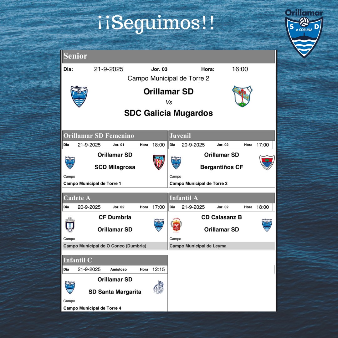 Seguimos con los partidos de este fin de semana!  #orillamarsd #encuentro #orillalla #campeones