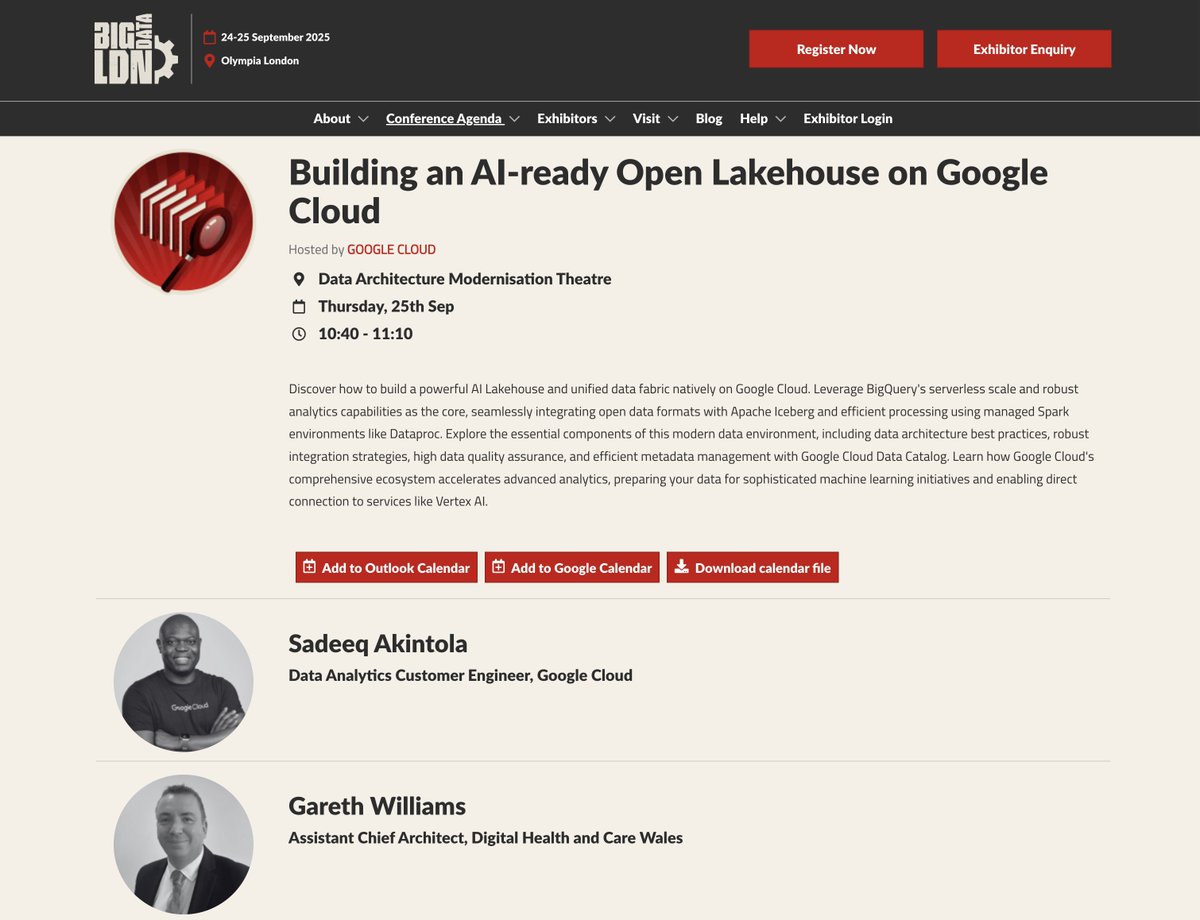 SadeeqAkintola's tweet image. I am delighted to share that I will be speaking @BigData_LDN 2025! I&apos;ll be joined by Gareth Williams from @DHCWales to talk about Building an AI-ready Open Lakehouse on @googlecloud. 
Join us: bigdataldn.com/en-gb/conferen… #BigDataLDN #GoogleCloud
👉More details:linkedin.com/feed/update/ur…