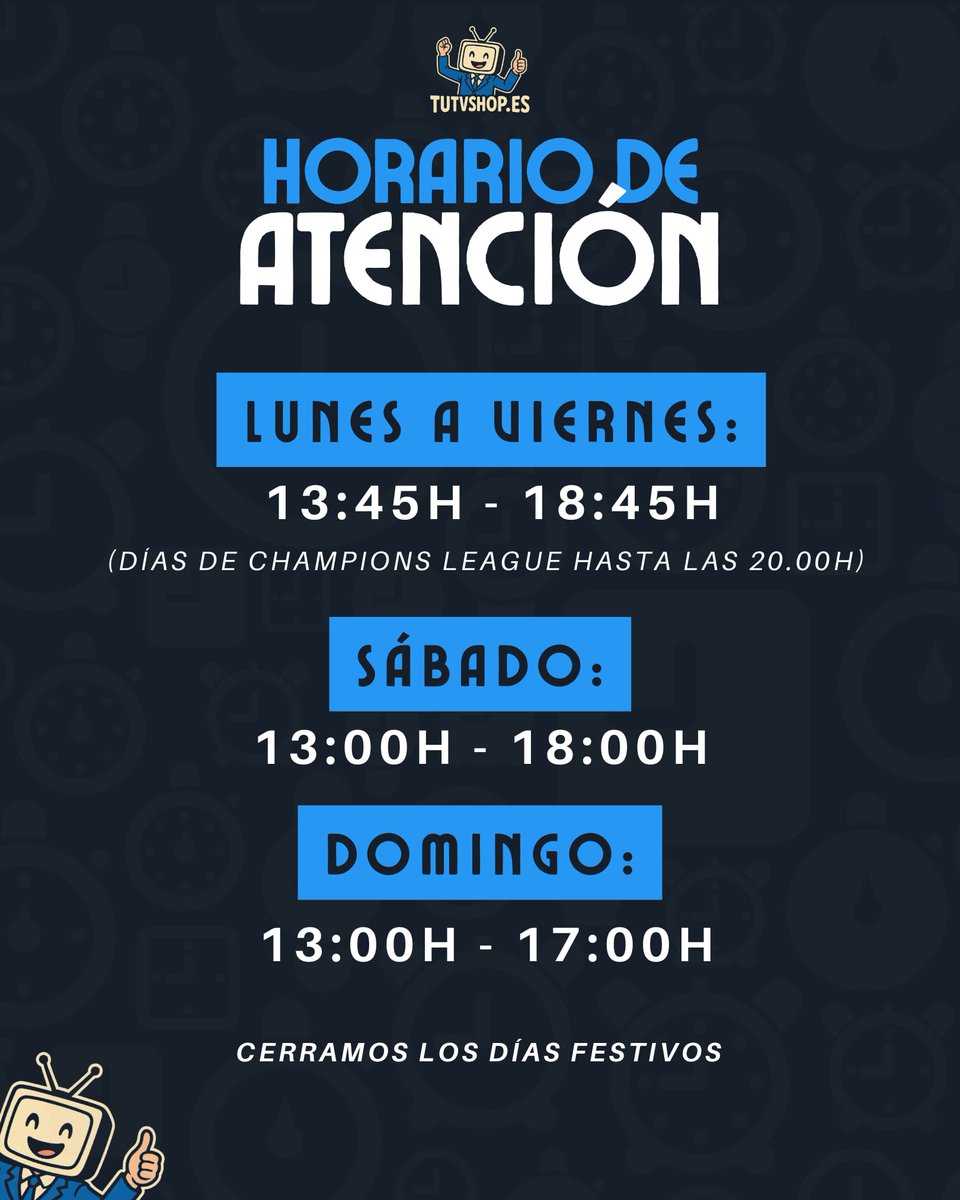Modificamos el horario de atención al cliente