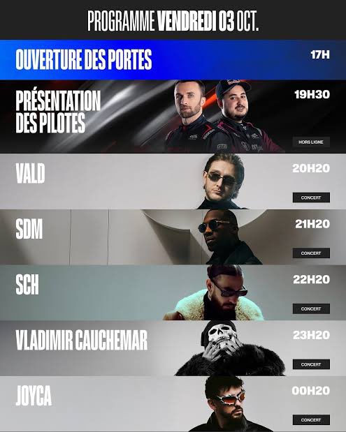 Pour ceux qu’on pas eu l’info y’a des nouvelles places pour le concert du GP Explorer le vendredi soir sans avoir besoin de billet pour le weekend comme c’était le cas avant pour 35€ !

gp-explorer.fr/billetterie/so…