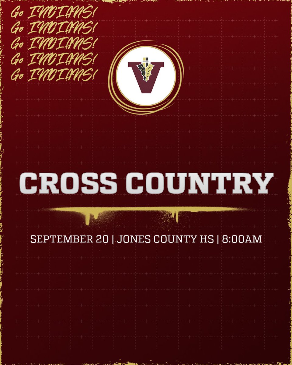 🚨 CROSS COUNTRY RACE DAY! 🚨
Indians heading to Jones County HS for an 8:00 AM meet! Come support our runners as they race to victory!

#VidaliaAthletics #GoIndians