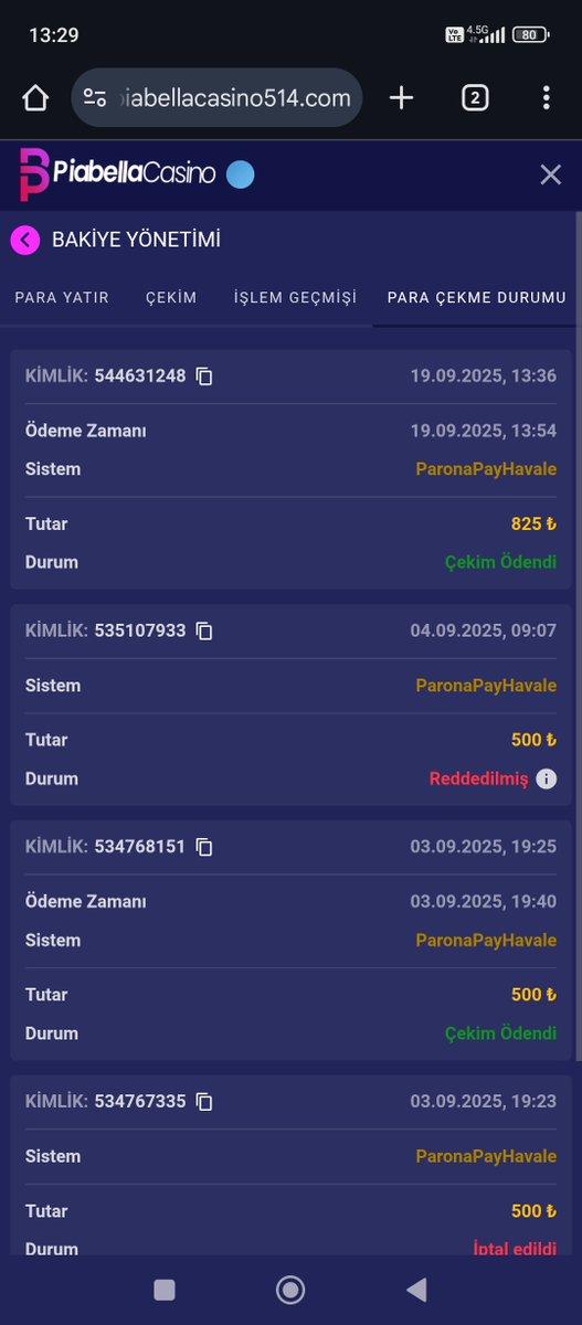 Teşekkürler piabellacasino çekimim anında geldi kullanıcı adı Sefaasya19