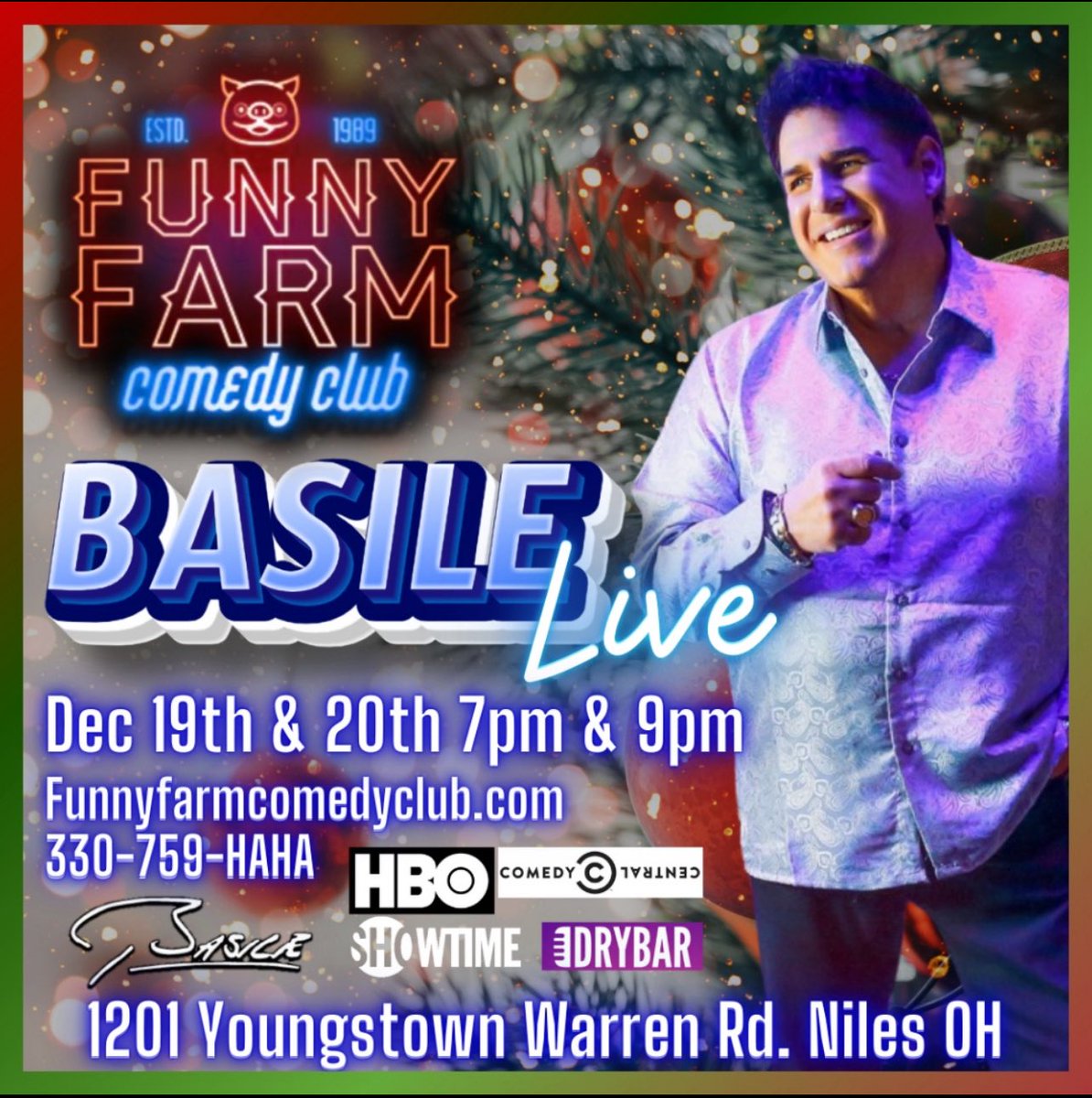 BASILE’S CHRISTMAS EXSTRAVIGANZA! 
YOUNGSTOWN, OH!  DECEMBER 19 &amp; 20.
Tickets selling fast and nearly SOLD OUT!  Make this the “Early Christmas Gift” to yourself &amp; loved ones! I’m  (330) 759-4242
Or hit this link:  
app.showslinger.com/standalone_ext…? 

Join me on FB &amp; InstaG Basile The
