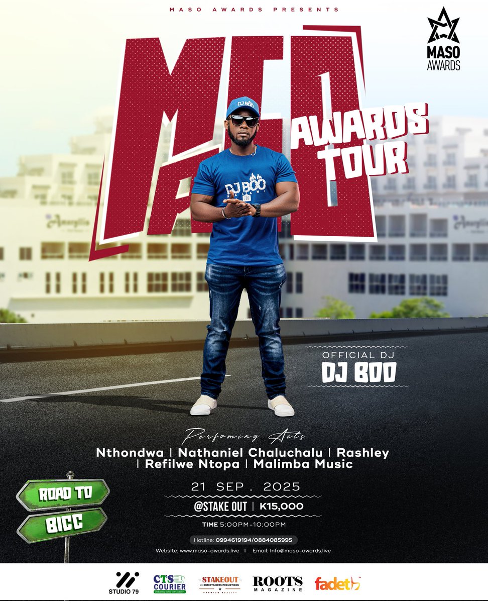 On the deck at the Maso Awards Tour Blantyre, mixing and playing good music, we have the one and only, Maso Awards winning DJ --- DJ Boo. Ukuku kukachema🔥🔥

Tickets are available at Stake Out Bar &amp; Restaurant.

#MasoAwardsTour
#Roots Magazine Africa
#RoadToBICC
#13December