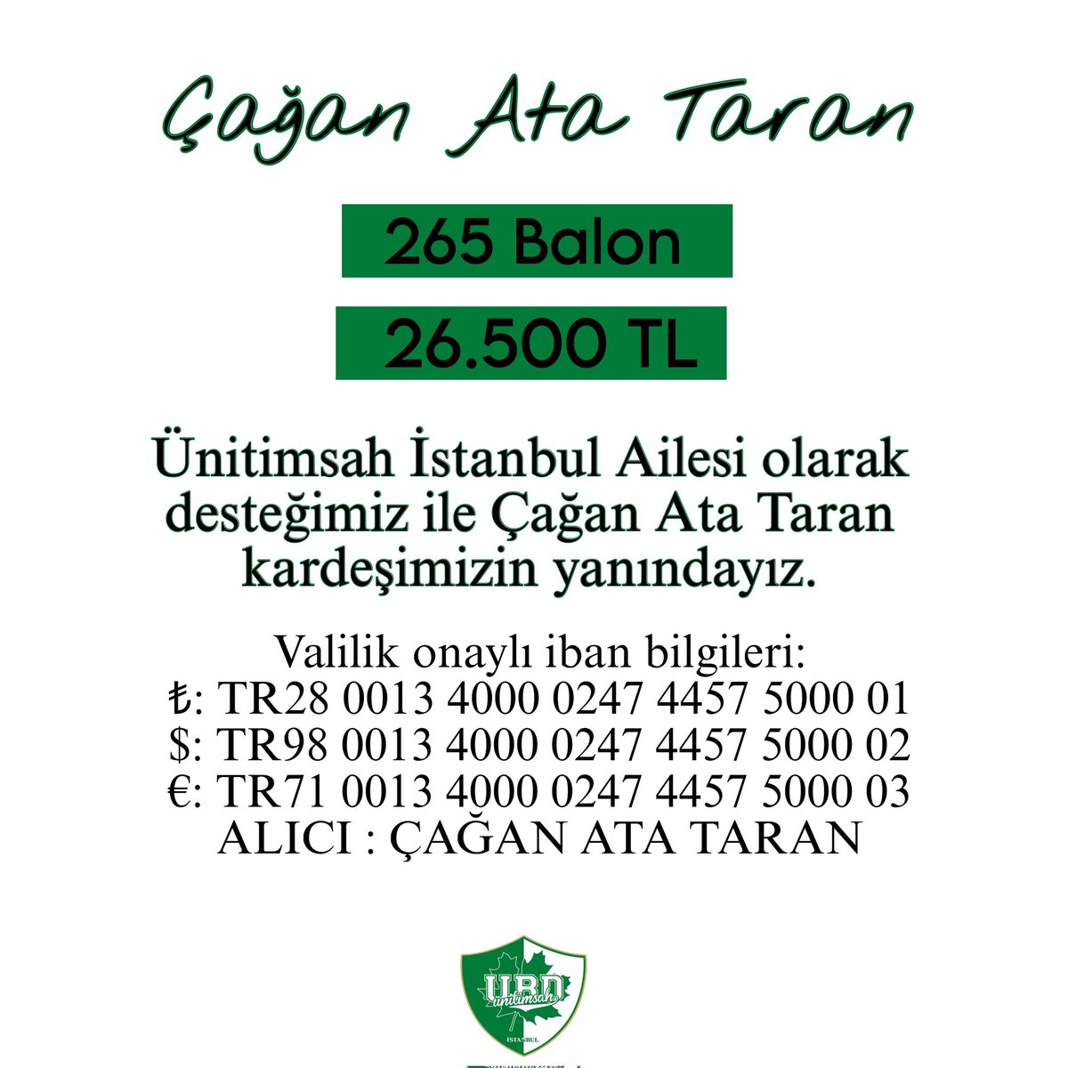 Yanındayız Çağan Ata Taran. Balonları hep beraber uçuracağız...
<a href="/sma_caganata/">Çağan Ata Taran</a>