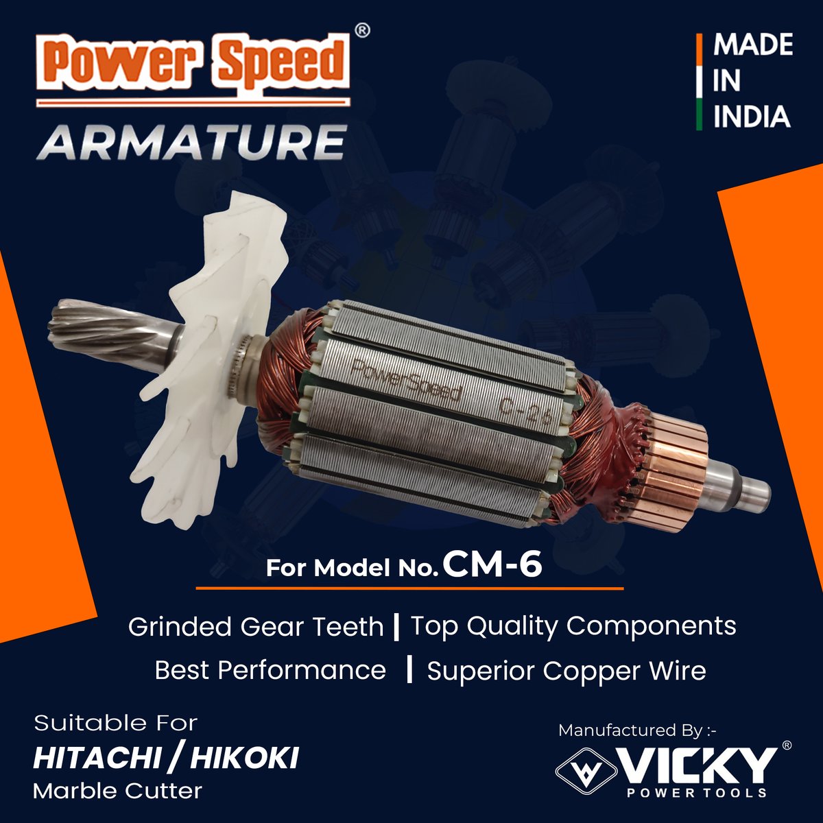 powerspeedtools's tweet image. PowerSpeed Armature For HITACHI / HIKOKI, CM-6 Marble Cutter

Manufactured by Vicky Power Tools
Made In India 🇮🇳

#hitachi #marblecutter #hikokipowertools #marblecuttermachine #hitachipowertools #powertools #constructiontools #powertools