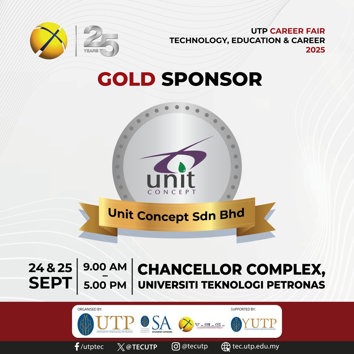 🌟[MAIN DAY EXHIBITOR #57: Unit Concept Sdn Bhd]🌟

🔍🎓 Get ready for an exciting experience at our annual career fair, Technology, Education &amp; Career (TEC) 2025! We’re thrilled to welcome Unit Concept Sdn Bhd among our distinguished sponsors! ⚡️

#TEC25 #UnveilingHiddenTalents