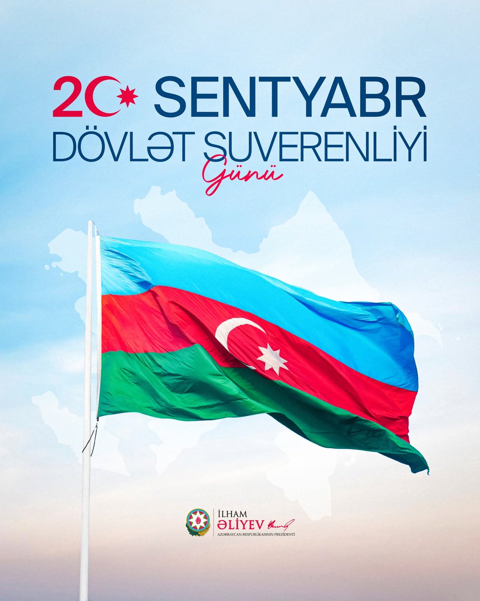 Can Azerbaycan’ı, 20 Eylül Devlet Egemenliği Günü münasebetiyle tebrik ediyoruz.

Azerbaycan’ın toprak bütünlüğü uğrunda canlarını feda eden tüm kardeşlerimizi rahmetle yad ediyor, gazilere Allah’tan şifa diliyoruz. 

Şanlı Azerbaycan bayrağı sonsuza dek özgürce dalgalanacaktır.