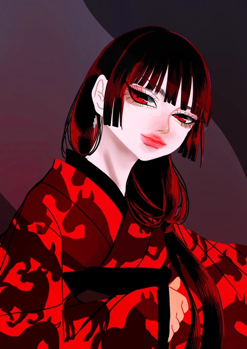 この絵、午。 目を変えました~ver #イラスト #和風絵 #和風イラスト