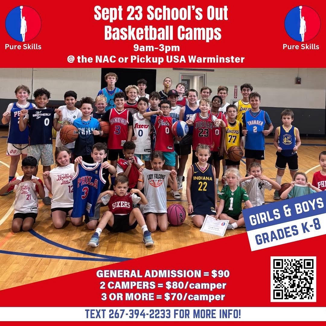 FULL DAY School’s Out 🏀 Camp This Tuesday!

🏀 Choose Your Convenient Location — the NAC or Pickup USA Warminster

🏀 Camp Includes Skill Development, Skill Contests, Small Sided Competitions, Trivia and More Fun!

REGISTER:
forms.gle/UMUB7skbsaLbBW…